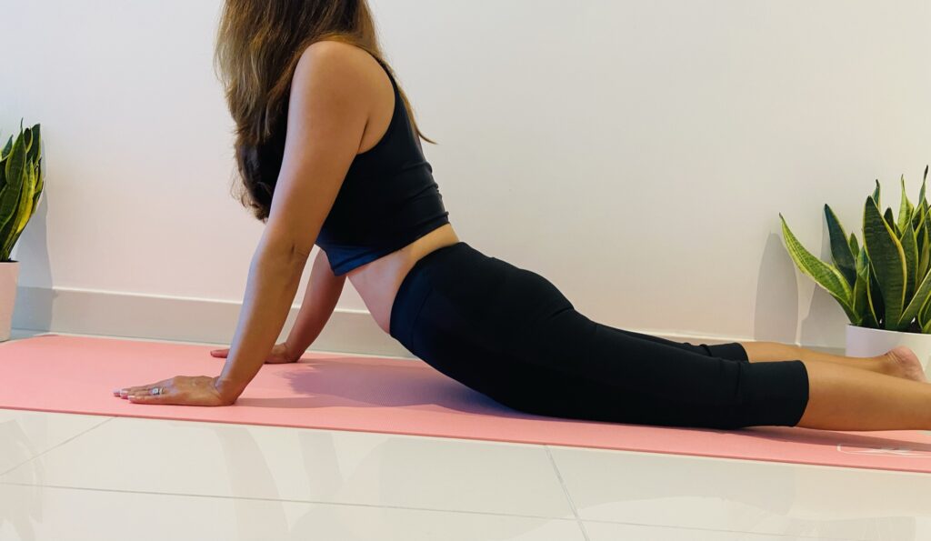 Woman Exercising Sun Salutation Cobra Pose Yoga Stock Image - Image of  relief, stretching: 74236963